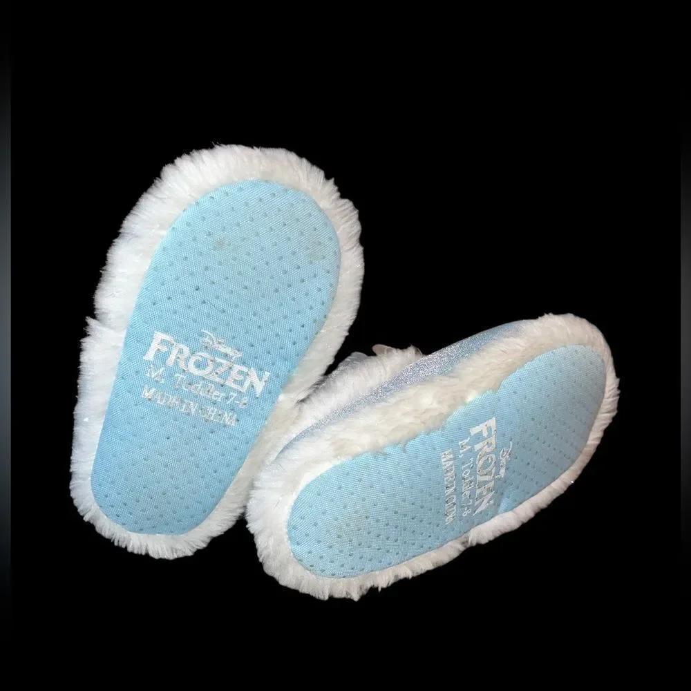 Disney Frozen slippers in blue with faux‎ fur lining girl’s size 7/8